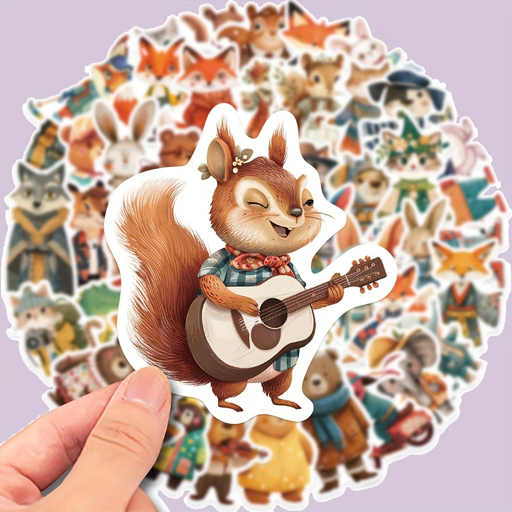 

50pc Fairy Tale Animal Vinyl Stickers - Perfect For Laptops, Guitars, Skateboards & More | Durable Decals For Young Group' Room Decor
