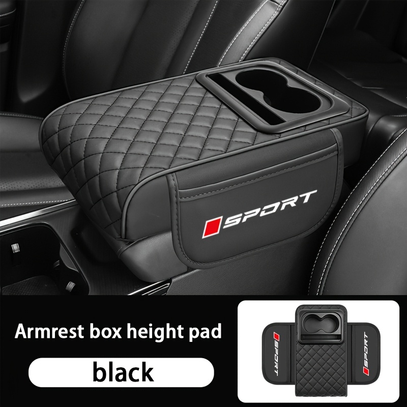 TEMU 1 stuks Auto Armsteun Box Deksel met Bekerhouder (Verwijderbaar en Makkelijk Schoon te Maken) Auto Imitatieleer Armsteun Hoogteverhogende Pad,