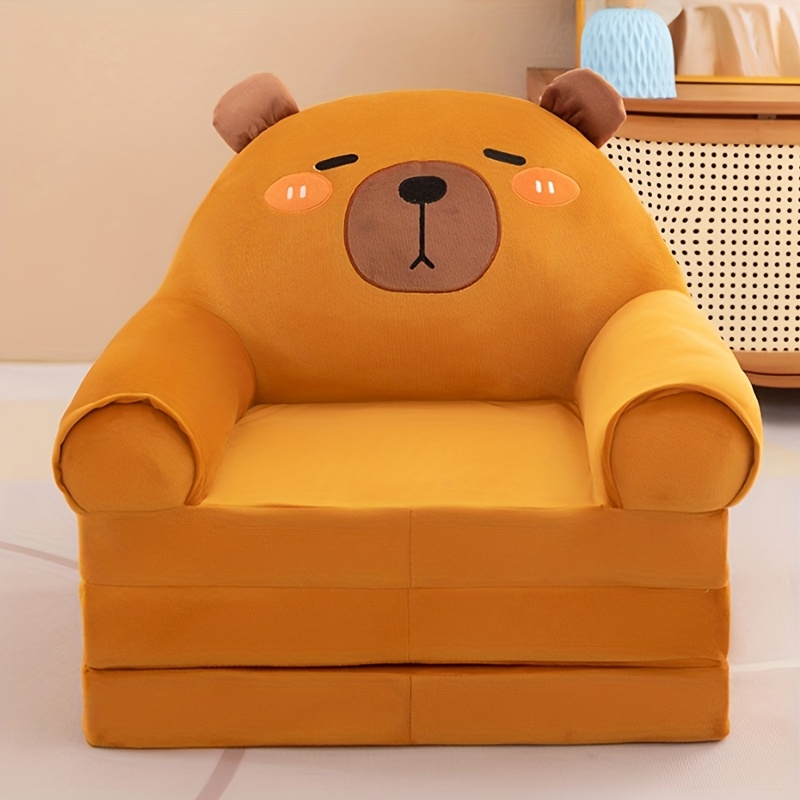 cute animal themed folding sofa chair convertible washable space saving design for home use bear panda cow and more adorable styles gray yellow  
