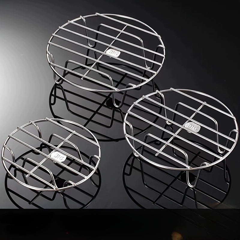 

1pc, Metal Air Fryer Rack, Versatile Double Layer Grilling Rack With Skewers, Steamer And Oil Drain Holder For Kitchen Cookware, Kitchen Stuff