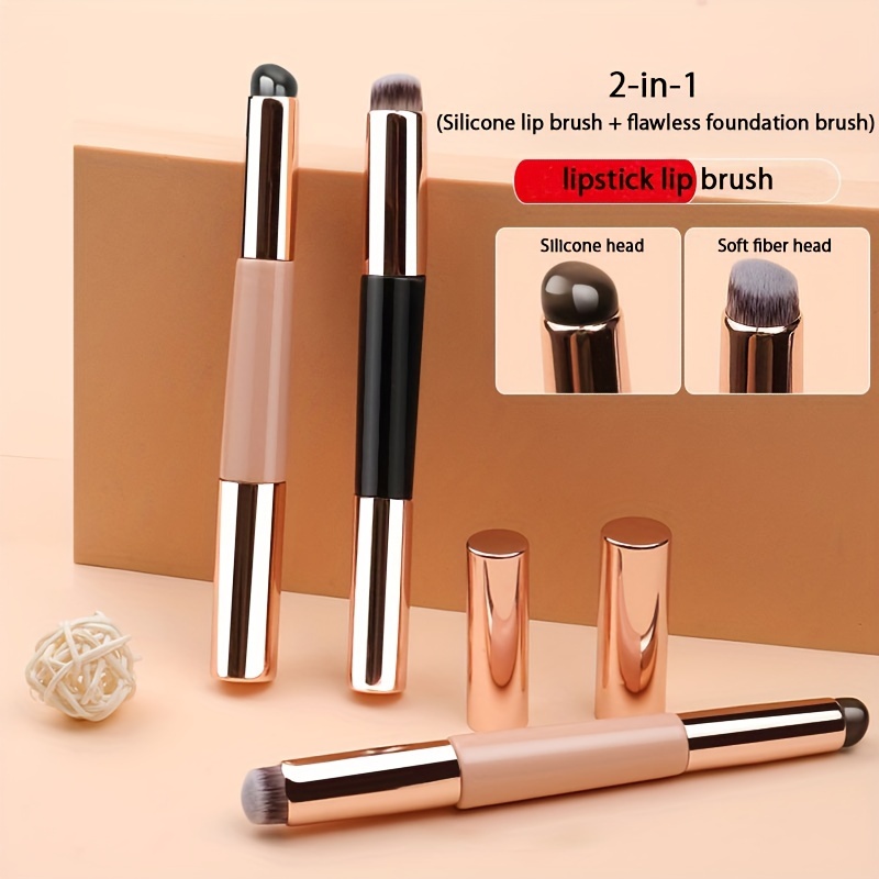 Silikon-Lippenpinsel Set – 2 Stück, Mit Deckel – Präziser Lippenstift-Applikator, Wiederverwendbar & Leicht Zu Reinigen