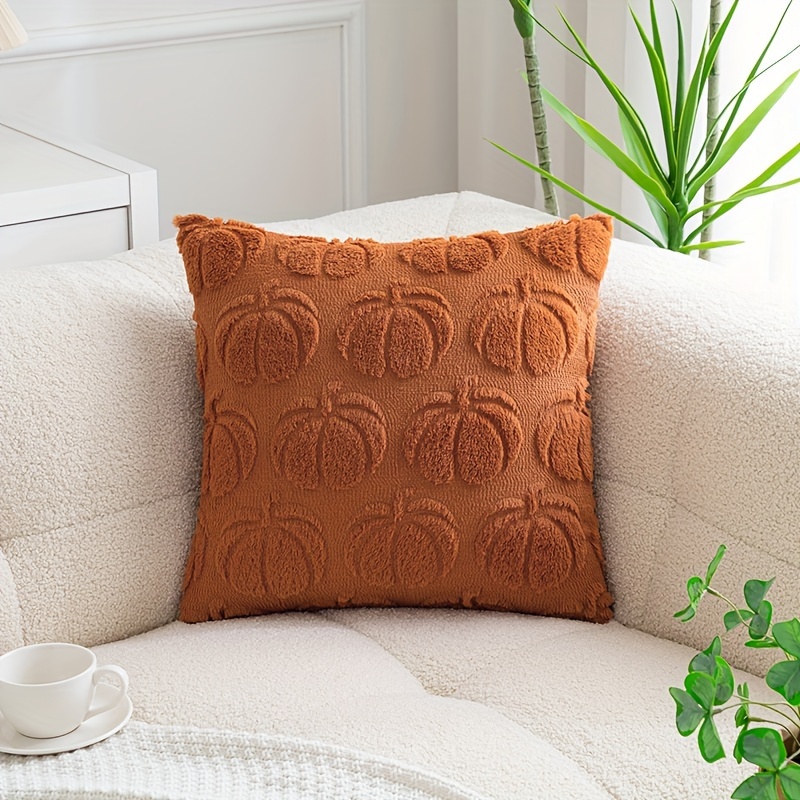 TEMU 1 pièce Housse de coussin décorative chic avec broderie citrouille - Parfaite pour la décoration d'Halloween, le canapé du salon et de -