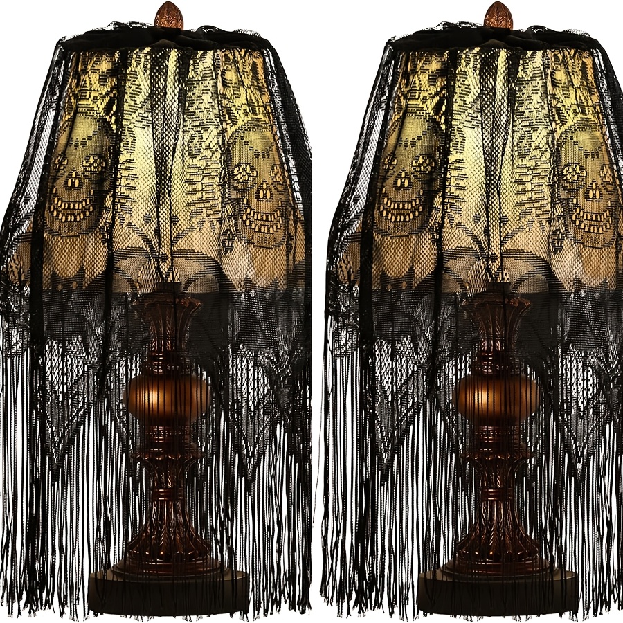 TEMU 1/2pcs Abat-jour Décoratif Halloween, Abat-jour Toile d'Araignée, Convient pour la Décoration de Table Intérieure et Extérieure Halloween