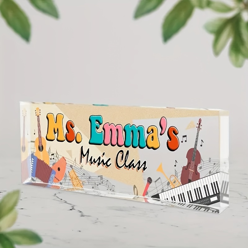 

Custom Engraved Acrylic Music Teacher Desk Nameplate, Personalized Office Desktop Display With Stand, . ' Class, Ideal Thank-you Gift For Educators