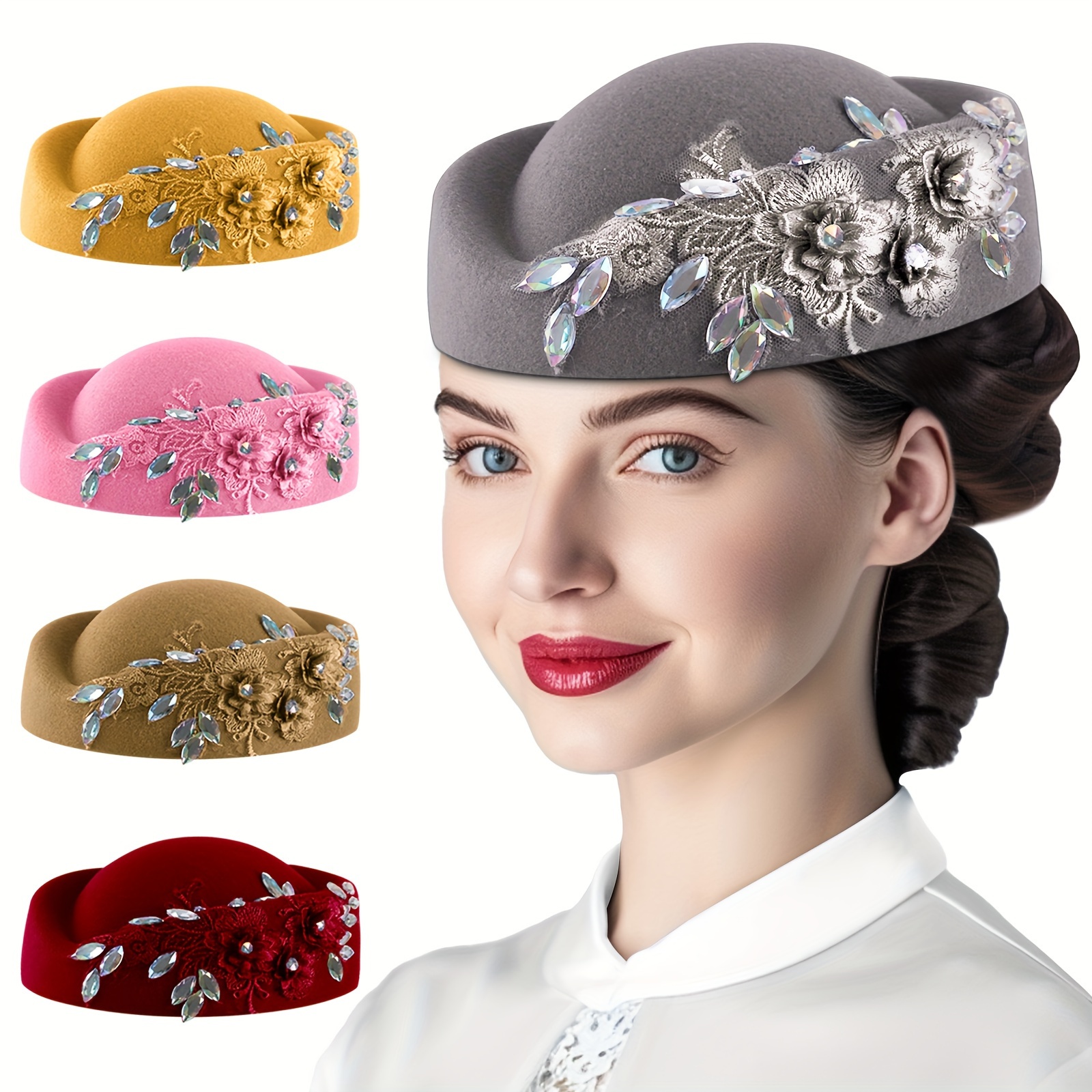 

Un chapeau vintage et élégant pour femmes avec une derby et un motif floral en feutre souple.