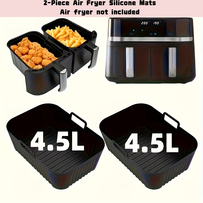Sartén de Freidora de Aire de Doble Zona Compatible con Hornos y Microondas - Cesta Antiadherente Reutilizable, Fácil de Limpiar, Ajuste para la Mayoría de Freidoras de Aire y Uso Comercial, Compatible con Freidoras de Aire, Hornos, Microondas (Capacidad de 9L) - para cocina - Imagen 5
