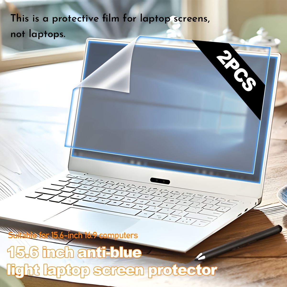 TEMU 2 protectores de pantalla HD mate para laptop de 15.6 pulgadas, HD, anti luz azul, antirreflejo, compatibles con relación de 16:9, película para