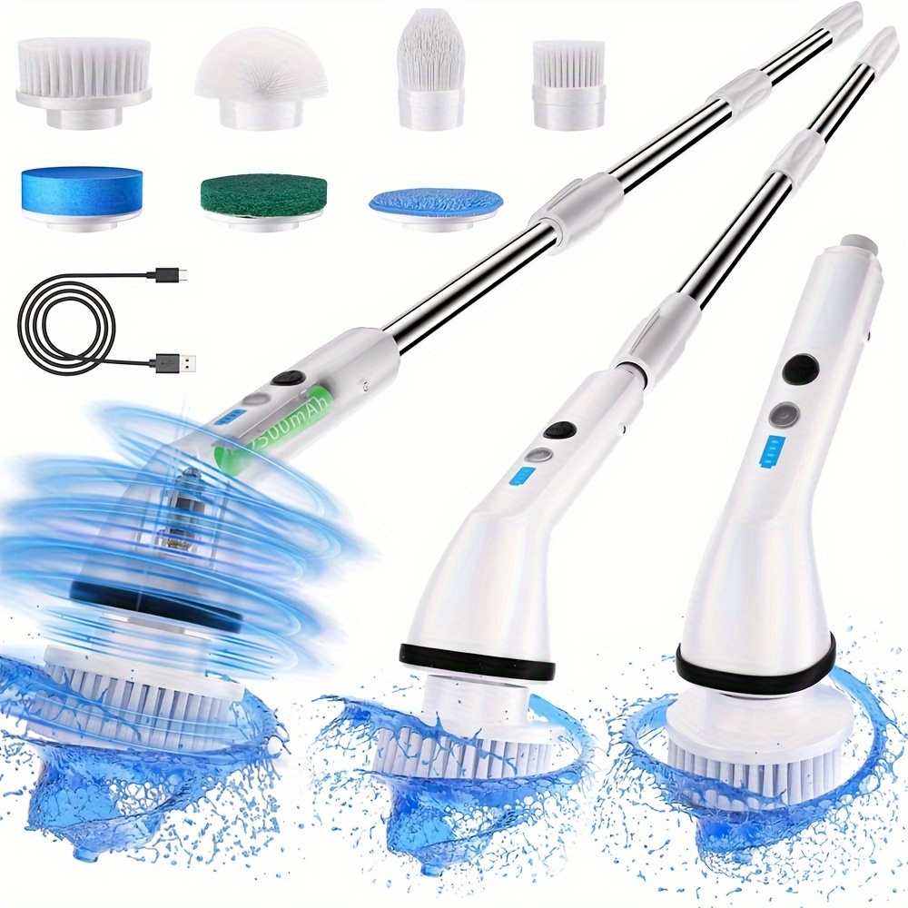 

Wireless Rotating Electric Cleaning Brush, With 7 Replaceable Brush Heads And Stainless Steel Adjustable Telescopic Handle, 2 , Powerful Power, Suitable For Bathroom, Shower And Cleaning Floor Brush