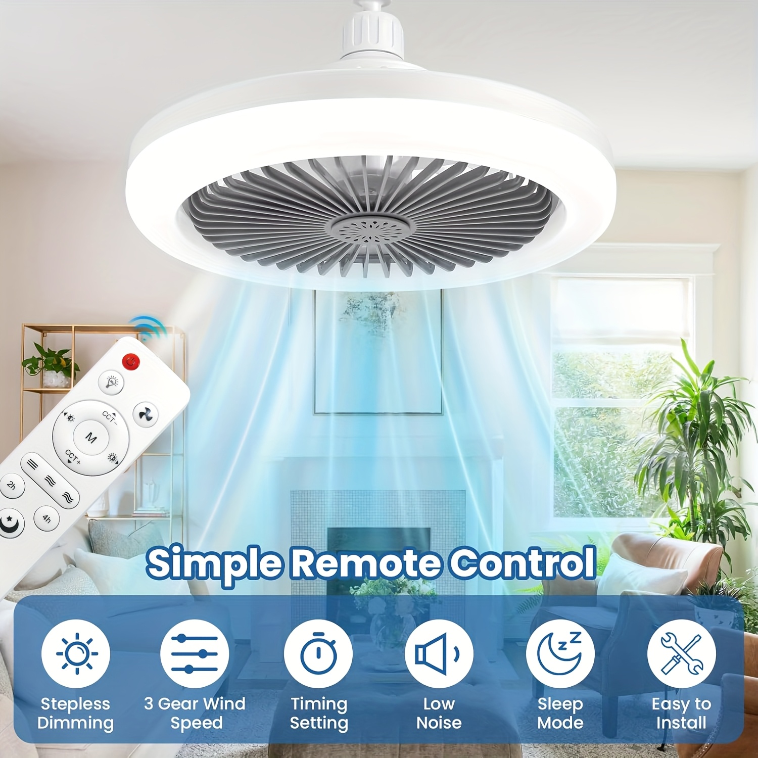 1pc 10 inch modern ceiling fan with remote control adjustable dimmable led light e26 e27 base for bedroom room home office energy lighting cooling fan bedroom airflow solution contemporary lighting durable construction remote control ceiling fan remote control fan fan remote control remote fan ceiling fan fan fan for home bathroom ceiling fan Product details 11