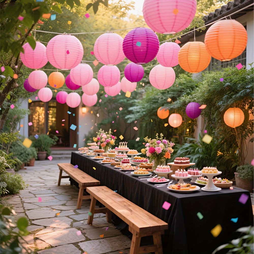 24pcs Pack Elegant Round Paper Lanterns Suitable For Weddings, Birthdays, Parties - Decorative, Paper Lanterns For Ceiling, Wall, For Decorations (no Needed)