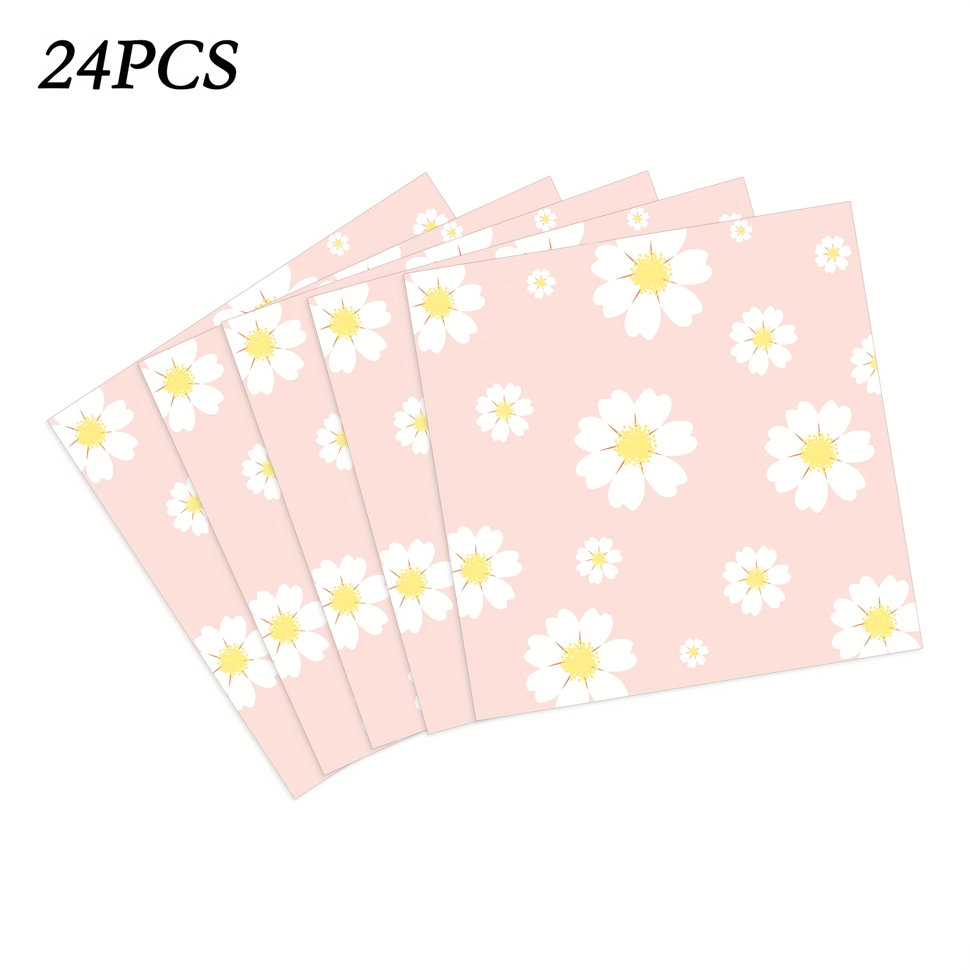 Image of 24pcs Light Pink Small Daisy Birthday Theme Party Napkins, Ideal For Birthday Parties, Restaurant Events, And Holiday Decorations, Disposable Party Supplies
