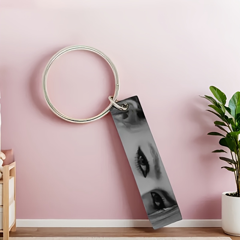 TEMU 1pc Custom Engraved Stainless Steel Keychain - Perfect For Photos And Dog Tags - Stylish And - An Ideal Valentine's Day And Christmas Gift For
