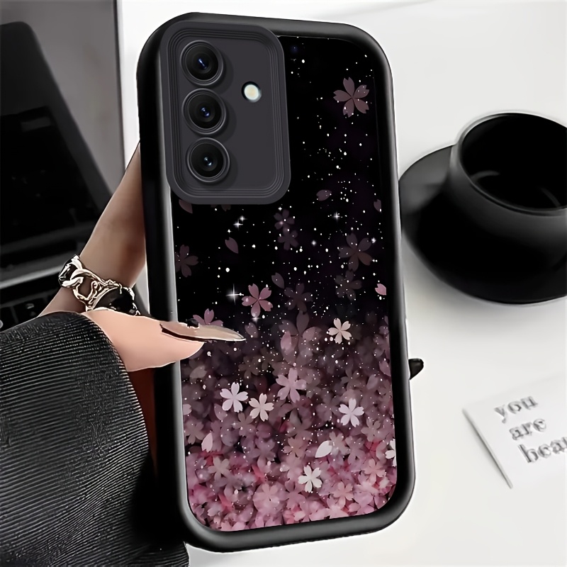 TEMU Phone Case - Phone Case Suitable For Galaxy A37 A57 5g High-end Starlight Cherry Small Floral Aesthetic Fresh Thickened Tpu Lens Full Coverage
