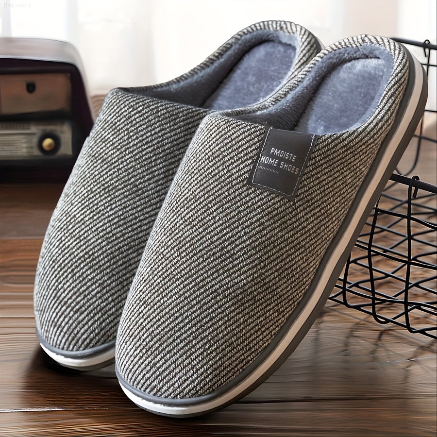 

Men's Cozy Knit Slippers - Soft, Non-slip Memory Foam Sole With Plush For Winter Comfort