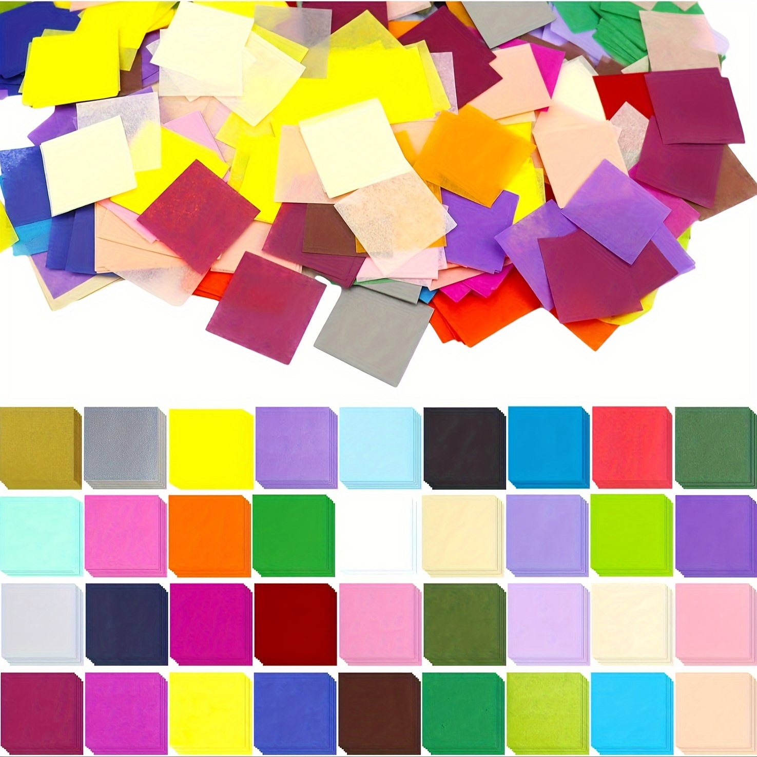 

4000pcs 2 Inch Tissue Paper Squares, 40 Assorted Colors Precut Craft Paper, Tissue Paper Squares For Arts Craft Diy Scrapbooking Scrunch Art Projects