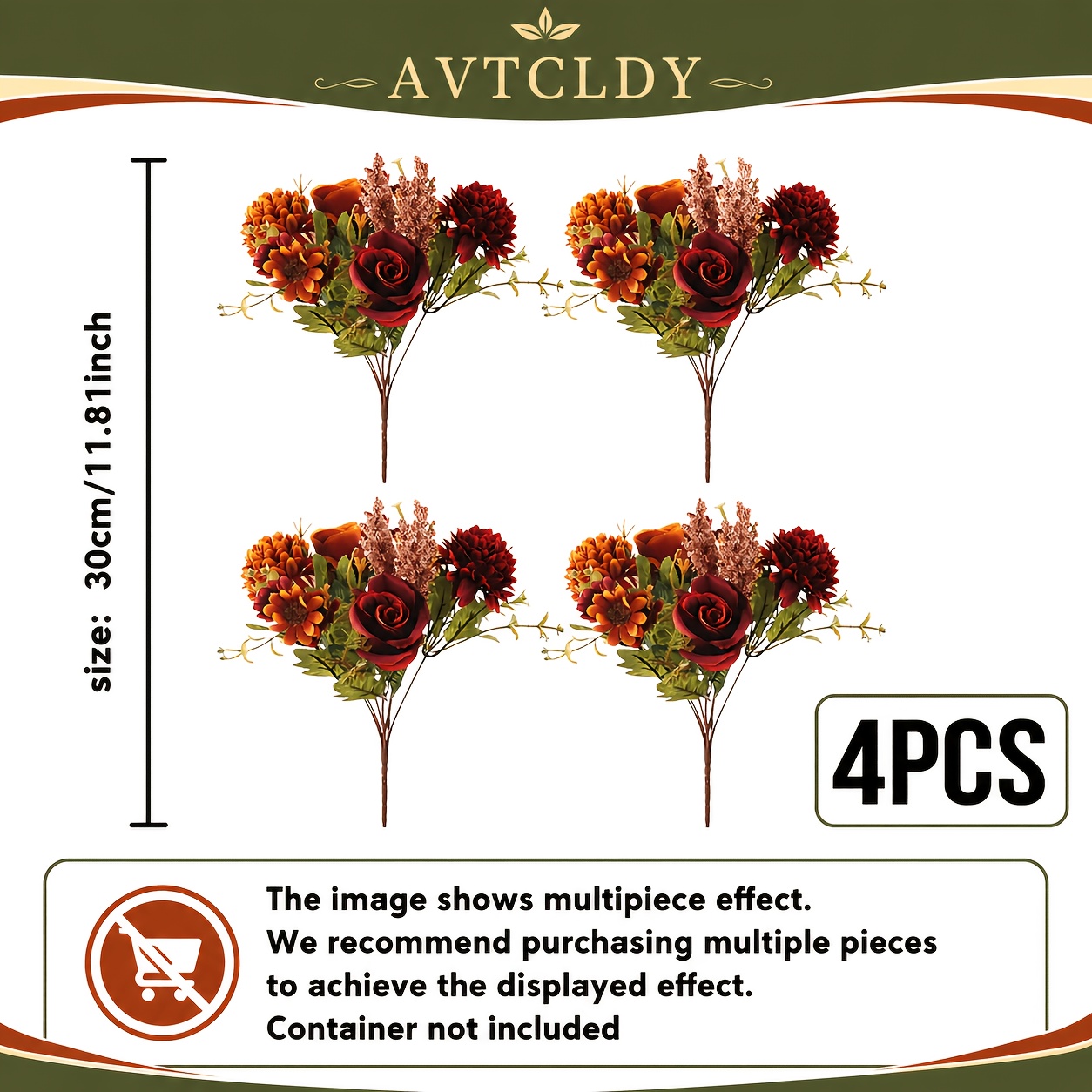 TEMU 4pcs Realistic Artificial Flowers, Elegant Table Centerpieces, Autumn Rose Peony Hydrangea Fake Flower Bouquet, Maintenance-free Artificial