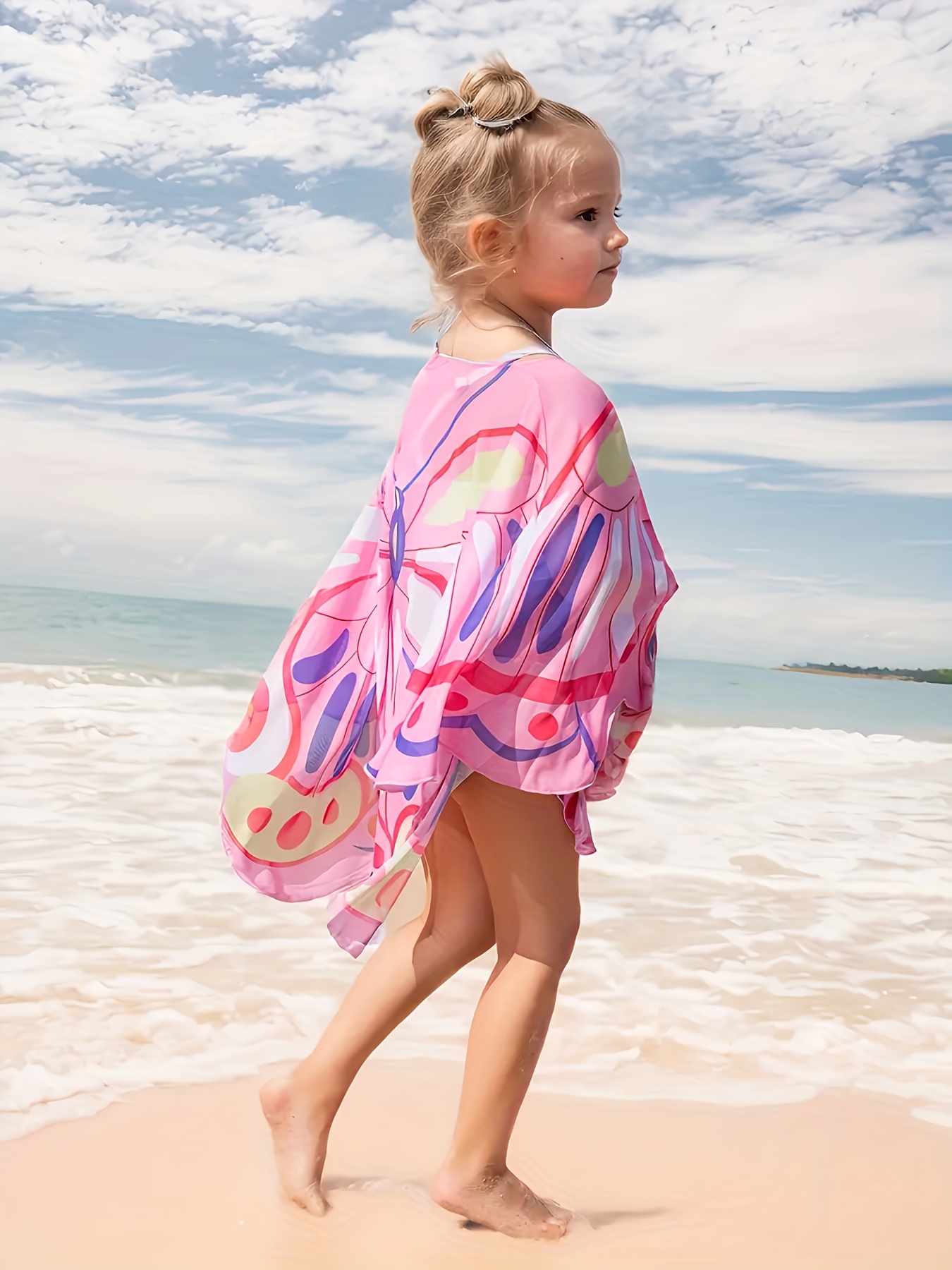Baby Girl'S Chiffon Cover-Up Lightweight, Breathable Stretchy Summer  Beach Dress with Vibrant Floral Loose Fit