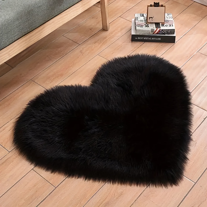 TEMU 【商品名】ぬいぐるみ レッド ハート ラグ - ソフト 厚手 滑り止め ポリエステル マット 寝室、寮、教室用、リブエッジのキュートで心地よい、ベッドルームラグ