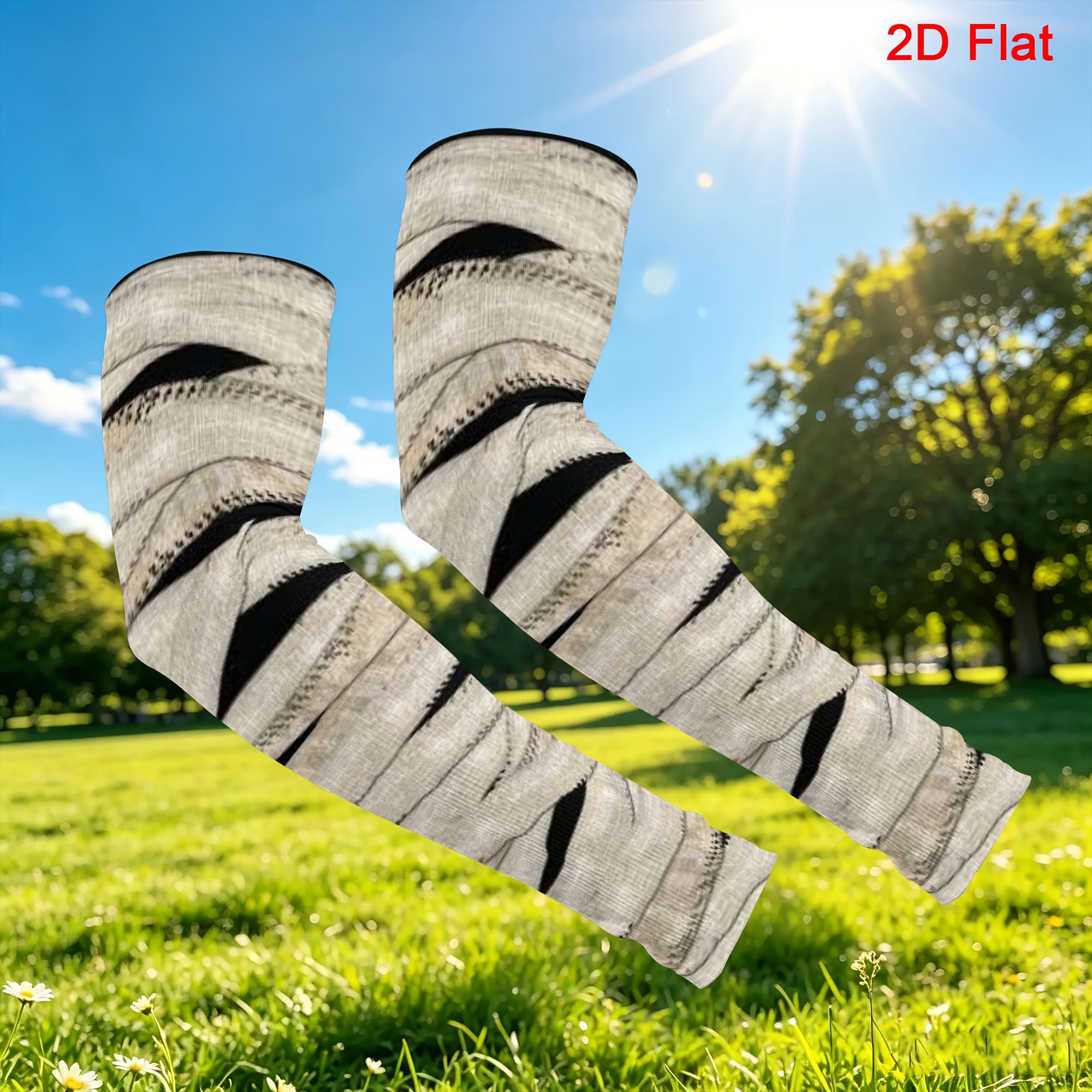 TEMU Printed Design-not Textured 2d Flat 1 Pair Distressed Fabric Strips Texture Compression Arm Sleeves Ice Arm Sleeves Unisex, Cooling & Breathable