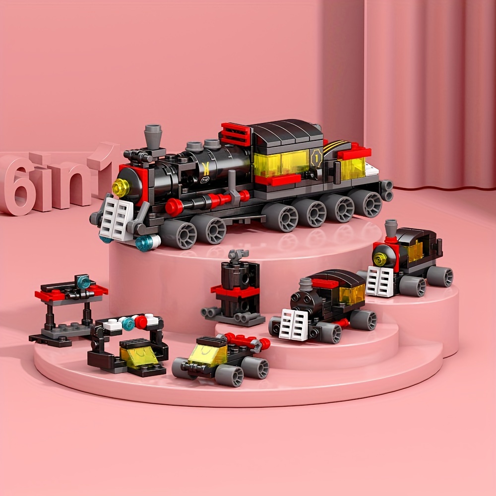 

6 In 1 Train Model Assembled Building Blocks Toys, Vehicle Building Block Toy, Birthday Gifts, Halloween Thanksgiving Day Christmas Gifts