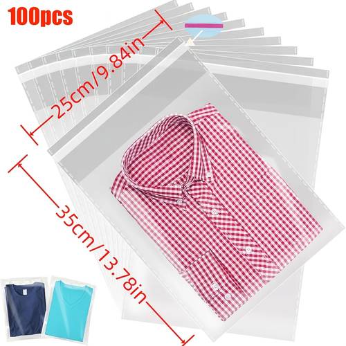 30 50 100 self transparent plastic bags durable polyethylene and fade resistant suitable for clothing shirts gift wrapping self sealing hook and loop closure reusable transparent storage