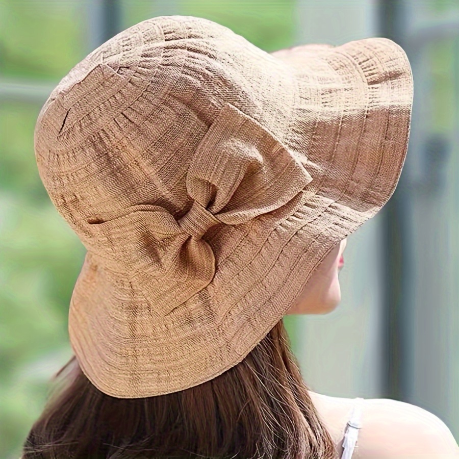 

Chapeau De Soleil Élégant Pour Femme Avec Nœud Papillon - Léger Et Respirant En Polyester, Protection Uv, Parfait Pour Les Sorties Estivales