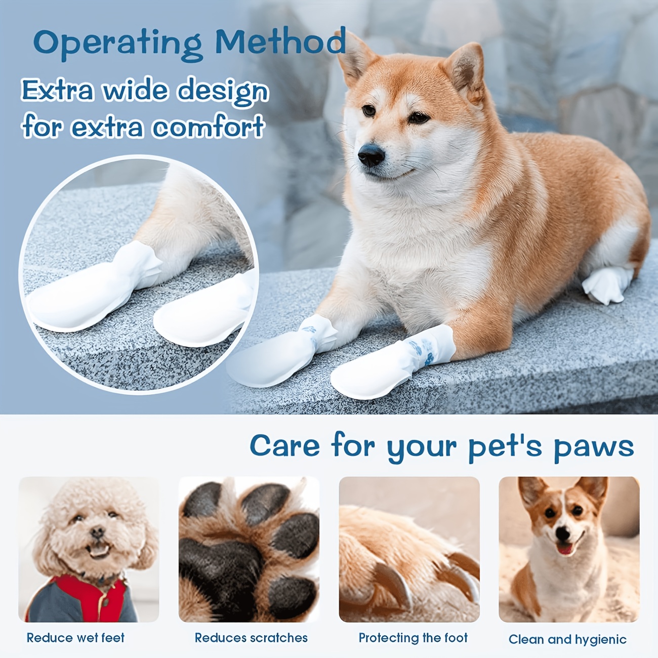 20pcs Disposable Pet Foot Covers with Bandages for Closure