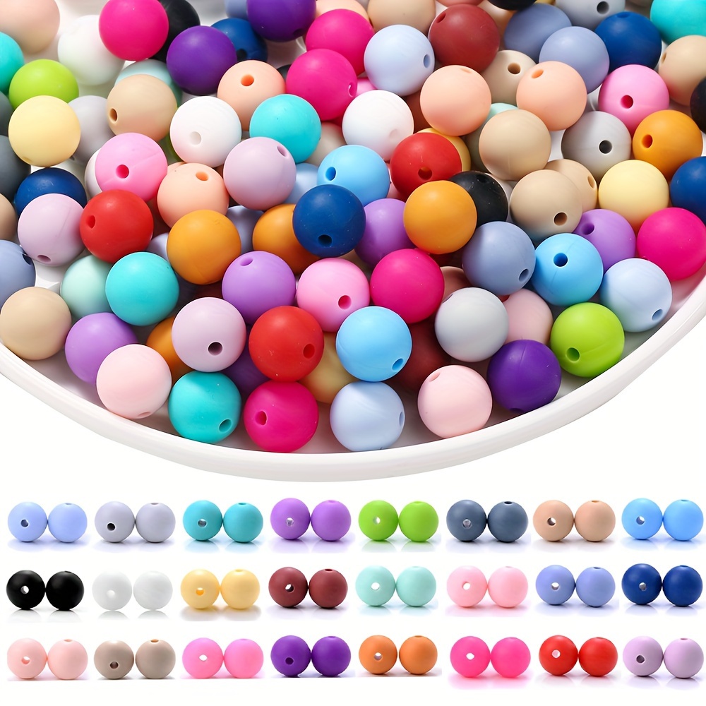 

100pcs Silicone Beads Kit, 12mm Bulk Round Rubber Beads In Assorted Colors For Diy Keychain, Necklace, Bracelet, Pen, Lanyard Crafting Washable Durable Jewelry Accessories