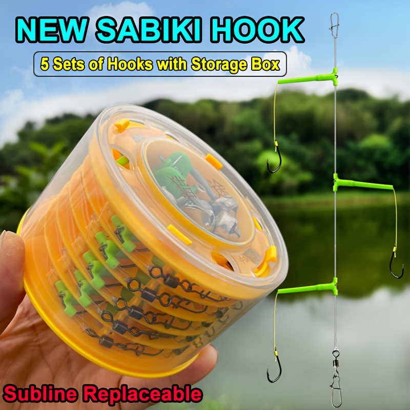 

5 Sets Of Fishing Hooks, 1 Storage Box, Made Of High-quality Nylon Material, Stainless Steel Connection, Anti-tangle Fishing Hook With Storage Box.