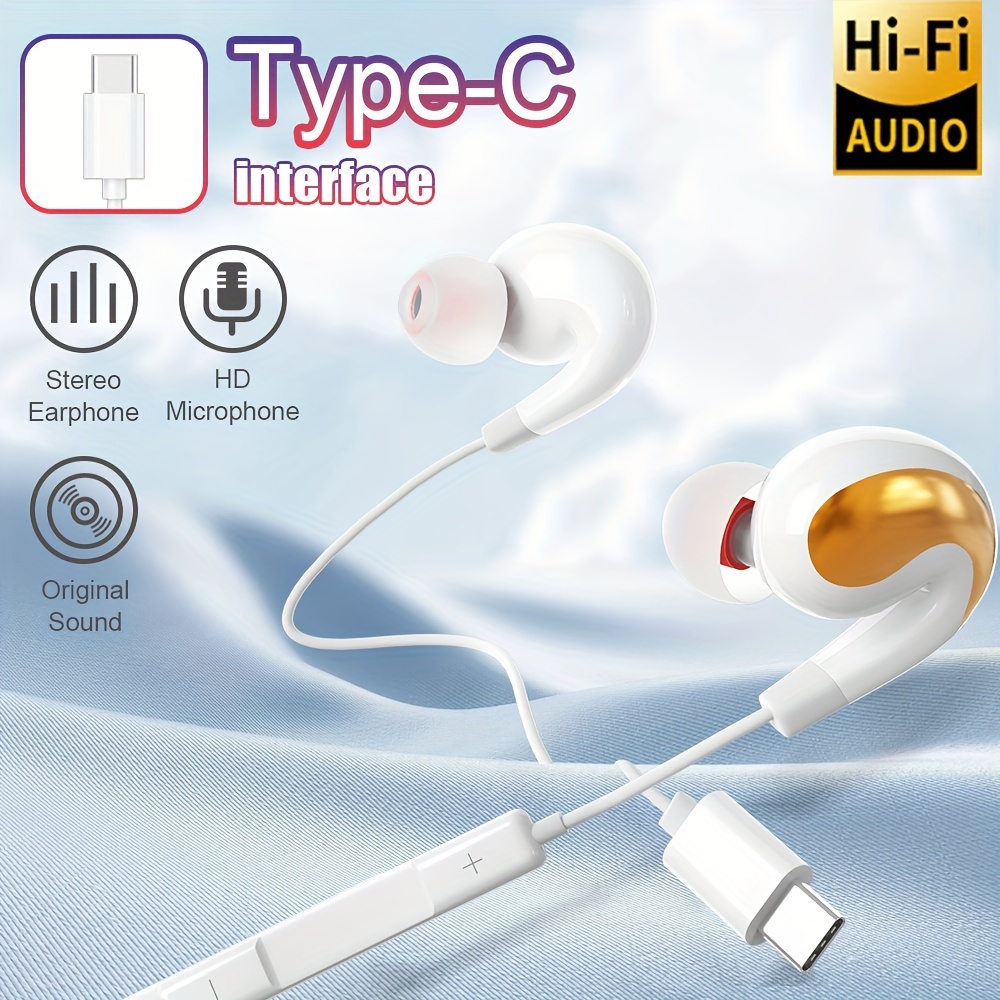 

immersive Audio" Hi-fi Sound Wired In-ear Headphones With Hd Mic, Volume Control & Noise Isolation - Usb-c/type-c Compatible For Phones, Tablets, Gaming & Karaoke