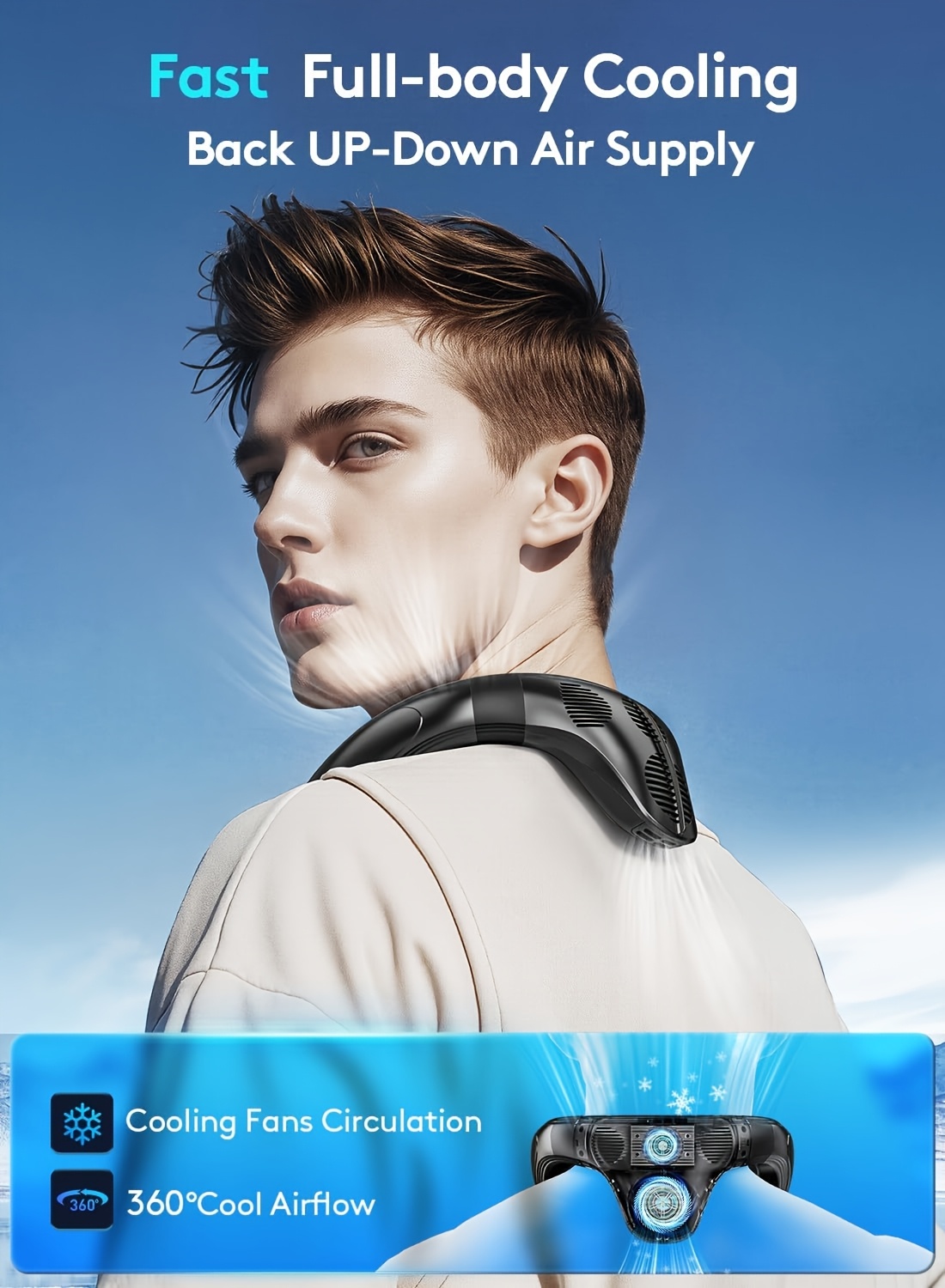 Portable Bladeless Neck Fan with a Cooling Plate, Providing a Refreshing Breeze. Ideal for Outdoor Activities, Travel, And Camping, This Quiet, Rechargeable Air Conditioner Is a Must-Have for Both Men And Women