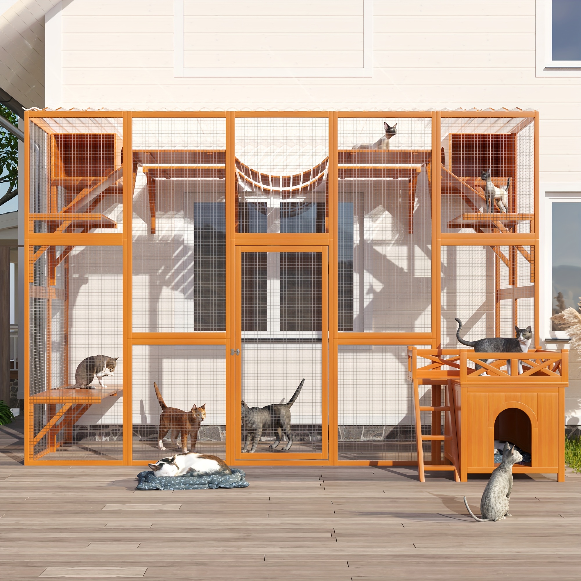Aazon.co : Cat Houses For Outdoor Cats With Escape Door Wooden