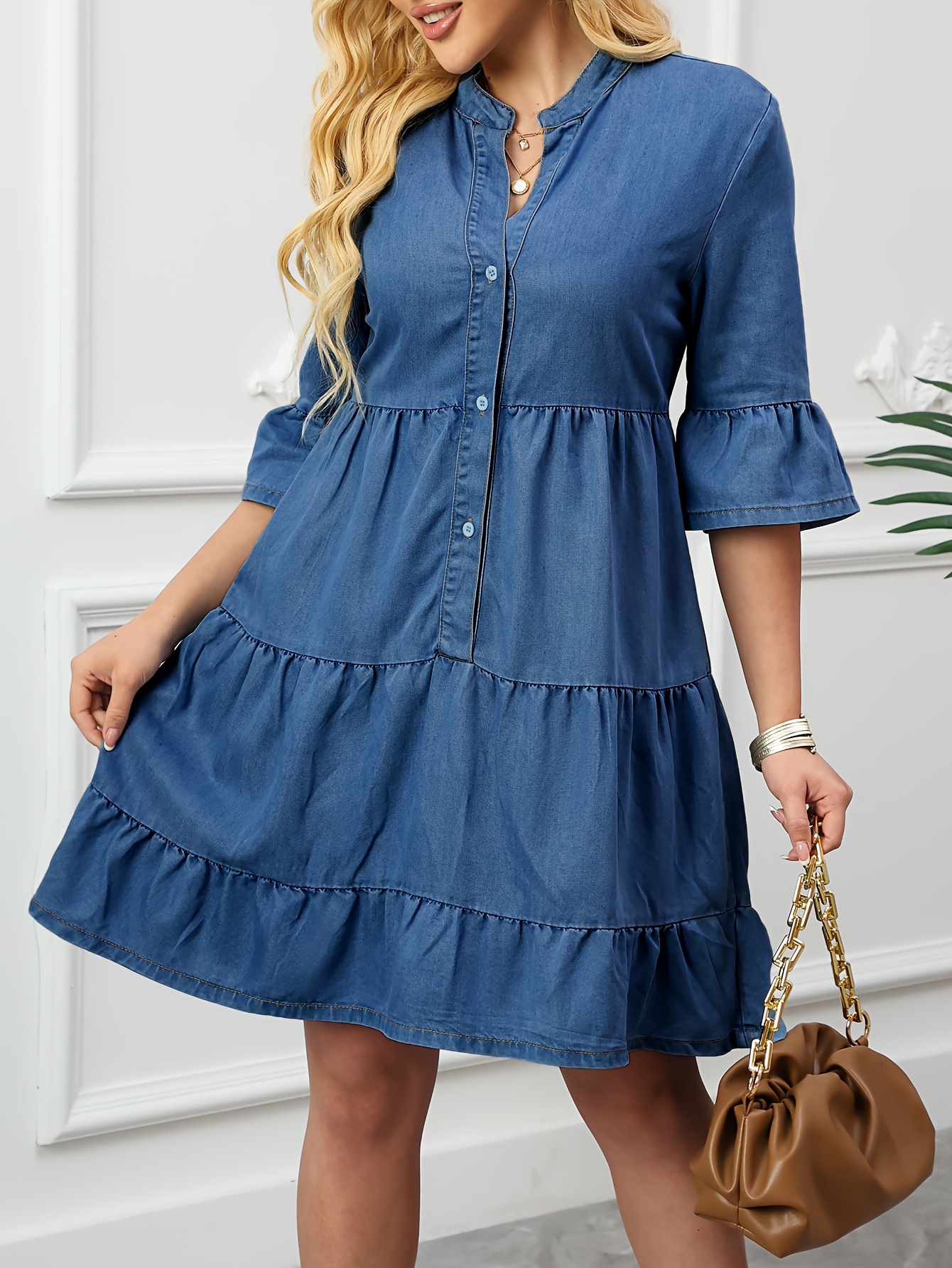white christmas dresses Sustainable denim dress | Ella Denim Dress - Sun Stone