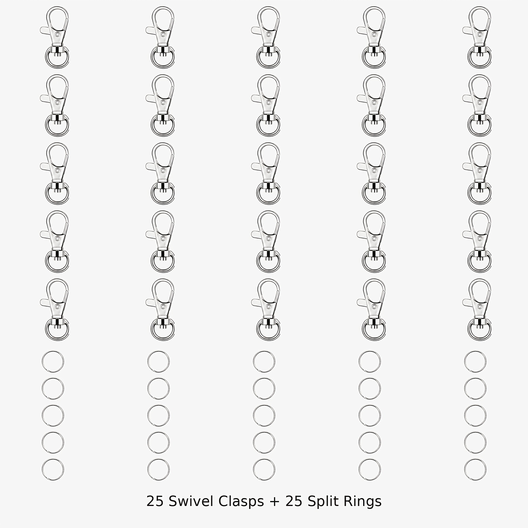 TEMU Ensemble de fermoirs pivotants et anneaux fendus en gros, 25 ensembles de matériel pour la fabrication de porte-clés pour clés, sacs, cartes