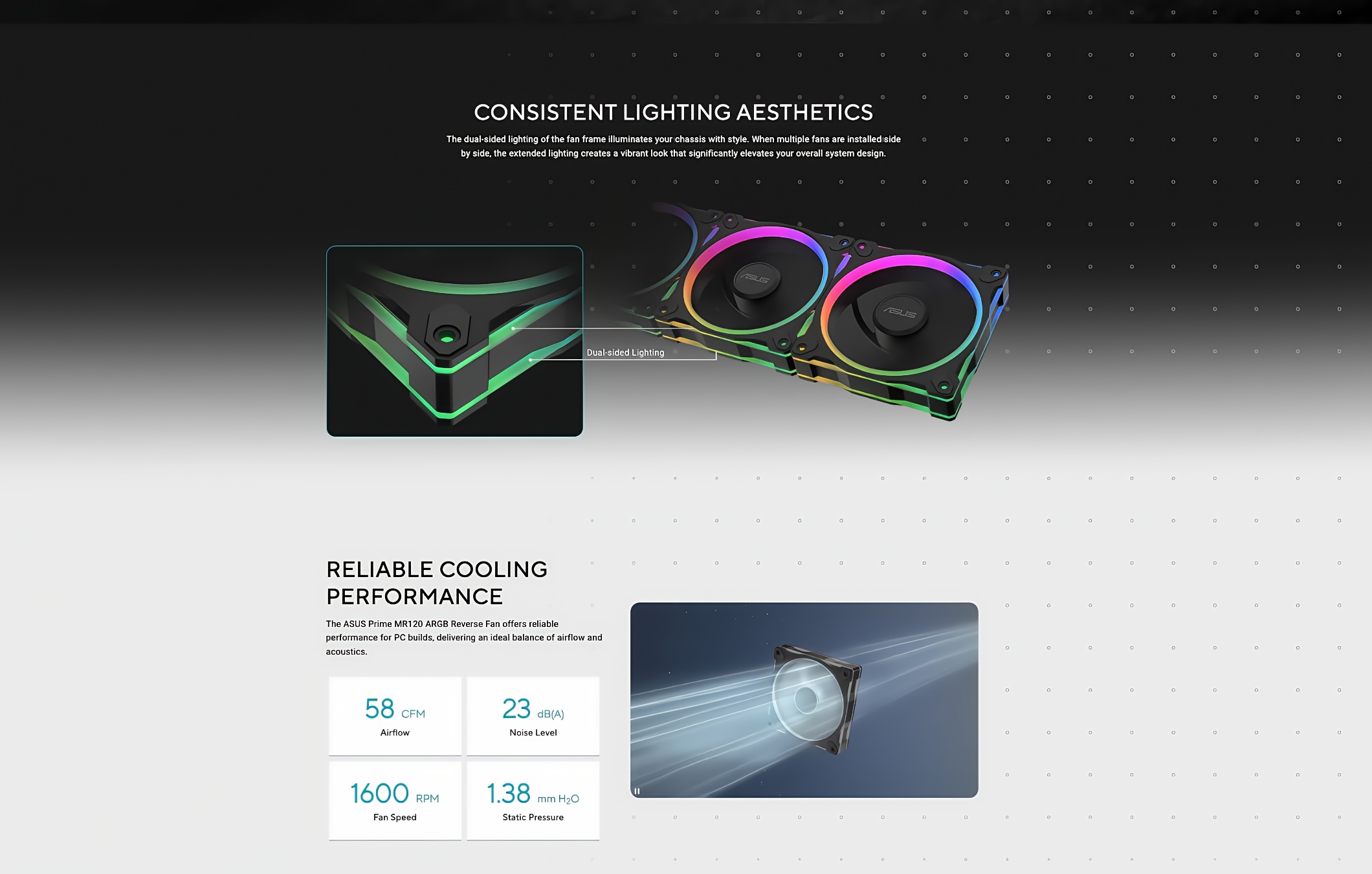 ASUS Prime MR120 ARGB Triple Pack Computer Case/CPU/GPU Cooling Fans - 20 RGB LEDs, PWM Sync, Aura Sync Compatible, - (Low Voltage), Quiet 28mm Thick Frame for PC Builds (Black Edition) - Compatible with PC Gaming Setup