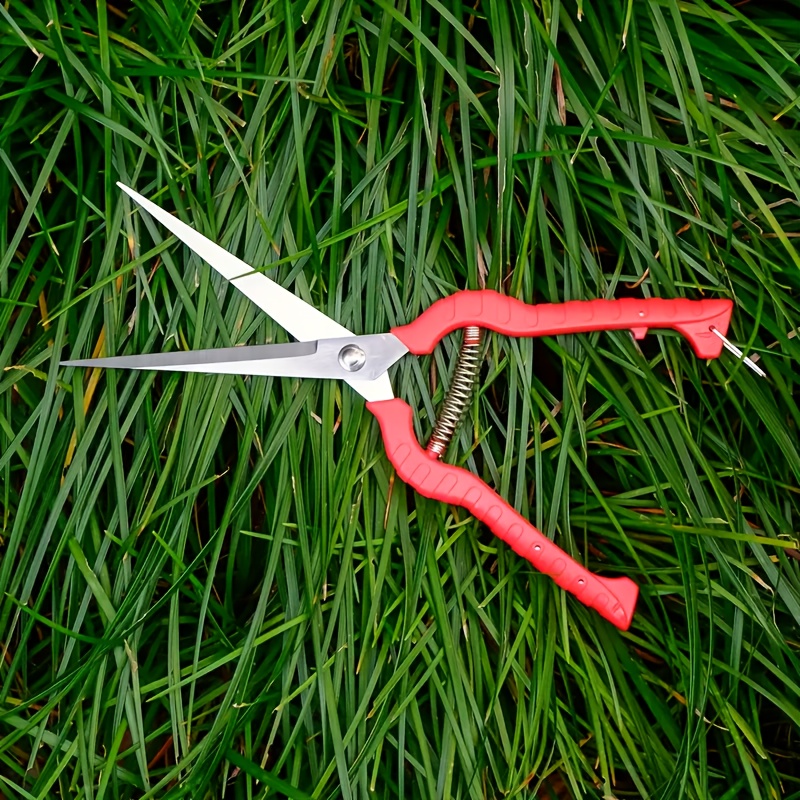 TEMU Extra-long Stainless Steel Pruning Shears With 8.26-inch Blades—ergonomic Anti-slip Handles And Protective Sleeves. Suitable For Bonsai, Roses,