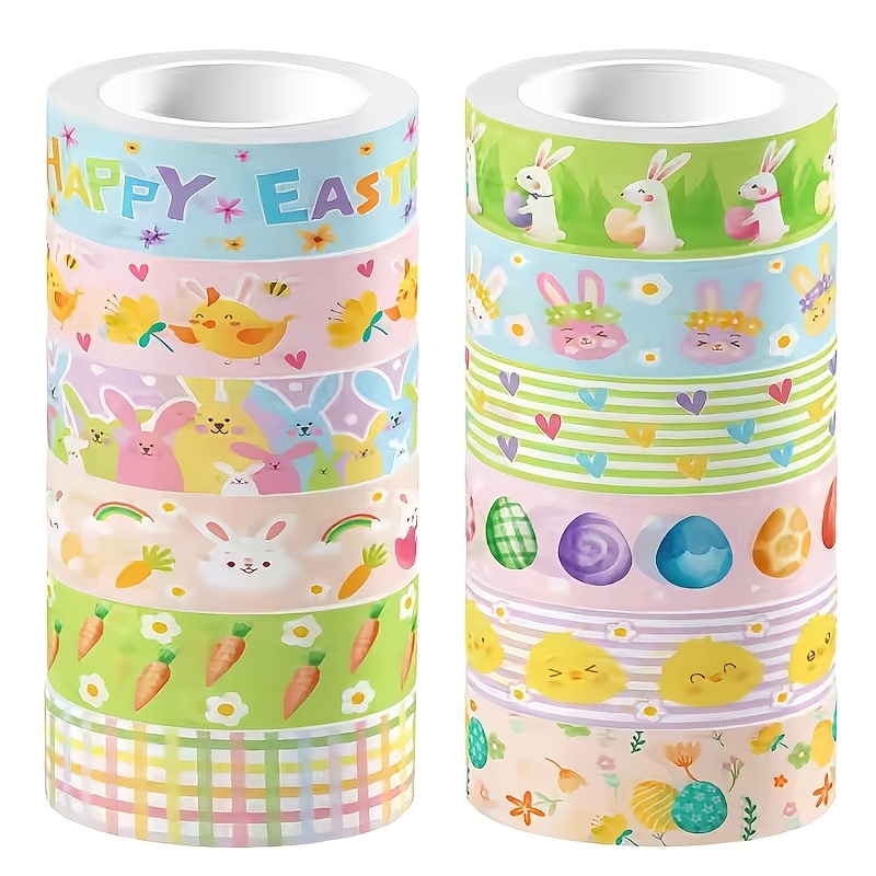 

Easter Washi Tape Set - Color Paper Self-adhesive Tapes With Bunny, Eggs, And Spring Designs For Party Decorations And Stationery Crafts