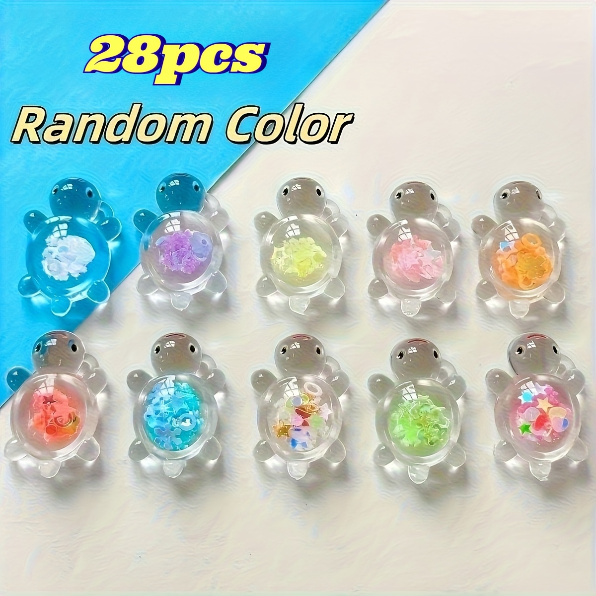 Image of 28pcs Of Luminous Turtle Ornaments, Acrylic Cartoon-themed Pendants, , Necklaces, Key Chains, Home Decoration, Suitable For Indoor And Outdoor Use, Turtle Ornaments, Random Colors