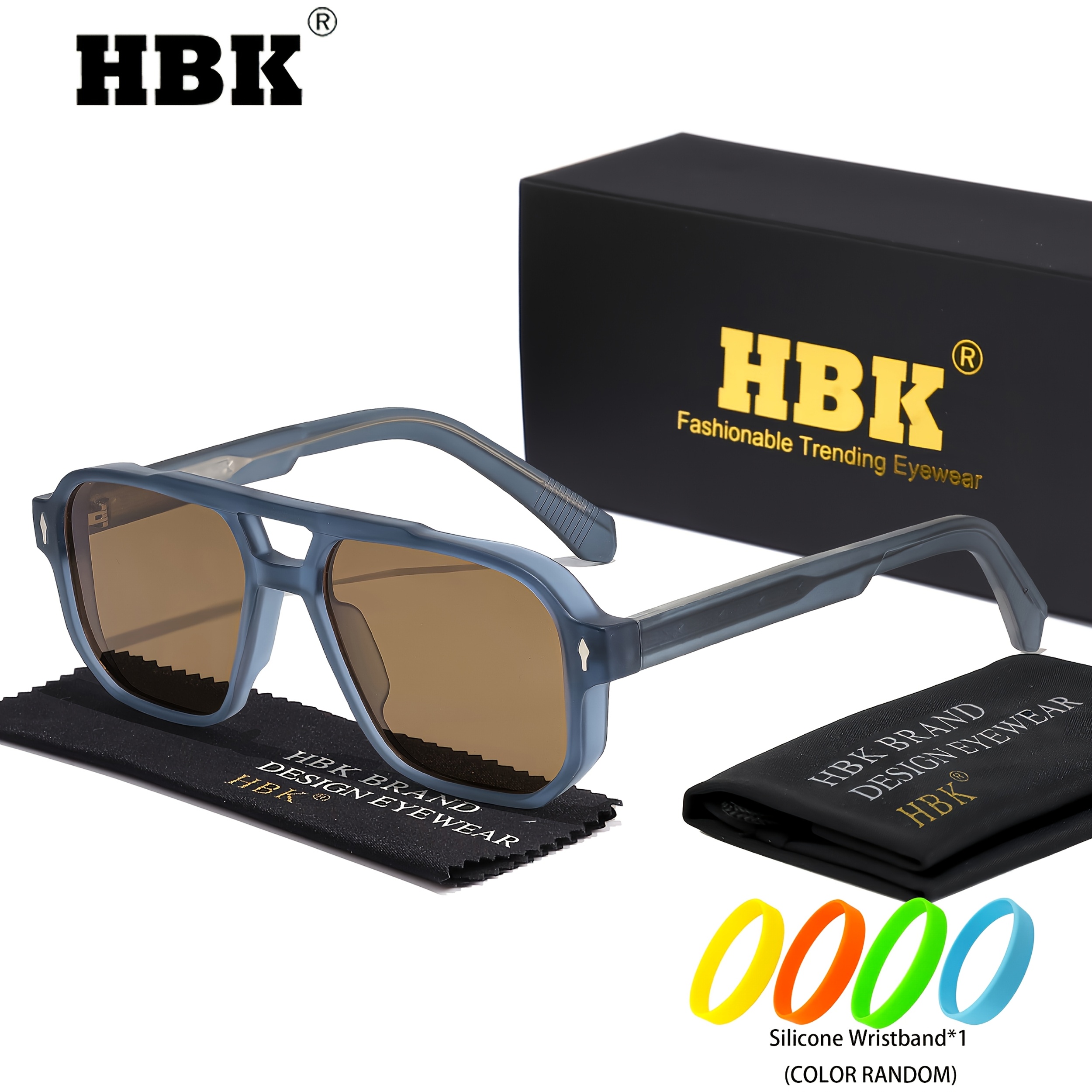 Large Retro Square Sunglasses with Double Bridge Design
