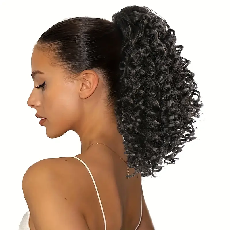 curly ponytail extension for women drawstring ponytail hair extensions 12 inch synthetic pony tail mix ponytail with 2 clips hairpiece for daily party details 4