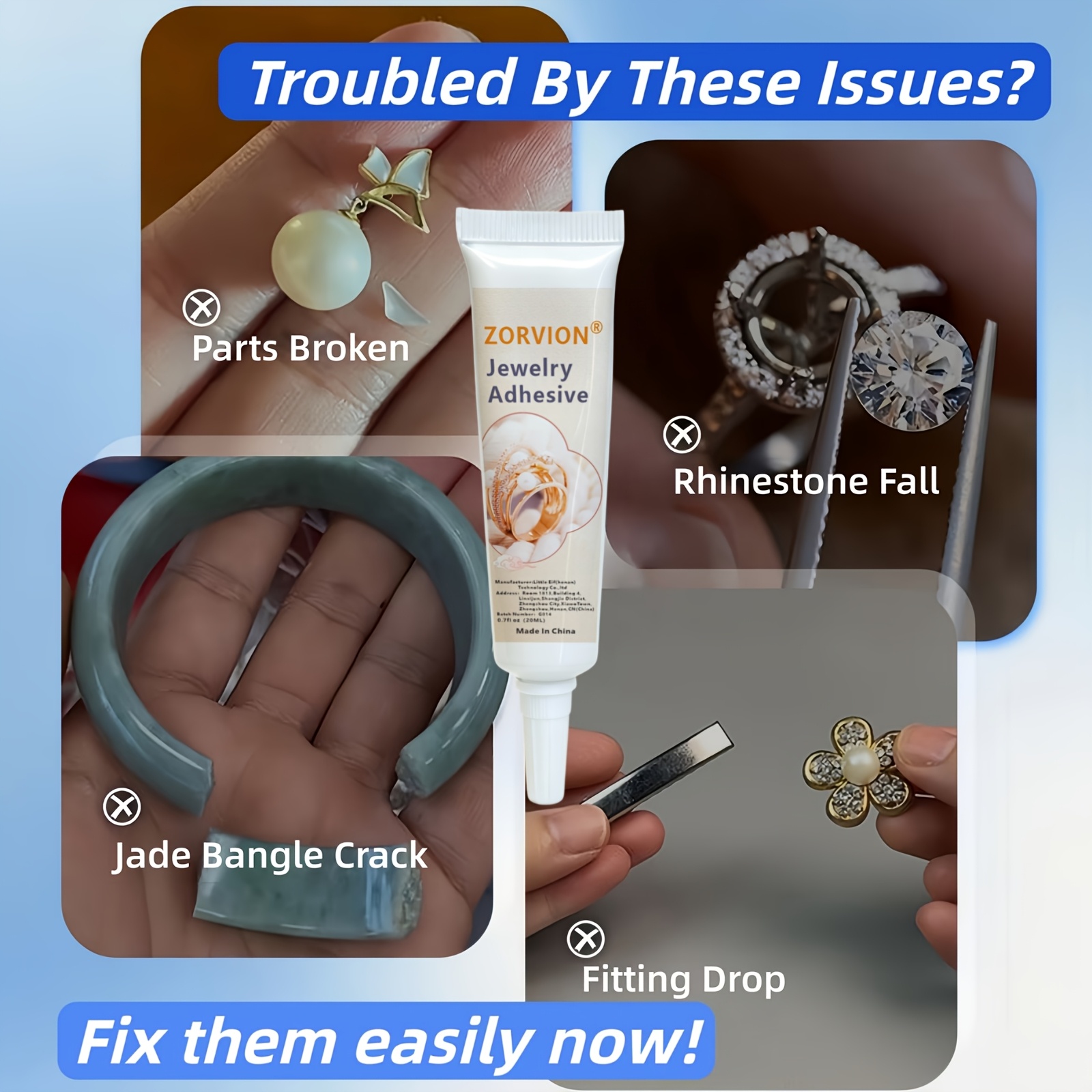 Jewelry Adhesive for Bonding Pearls, Rhinestones, and Gemstones