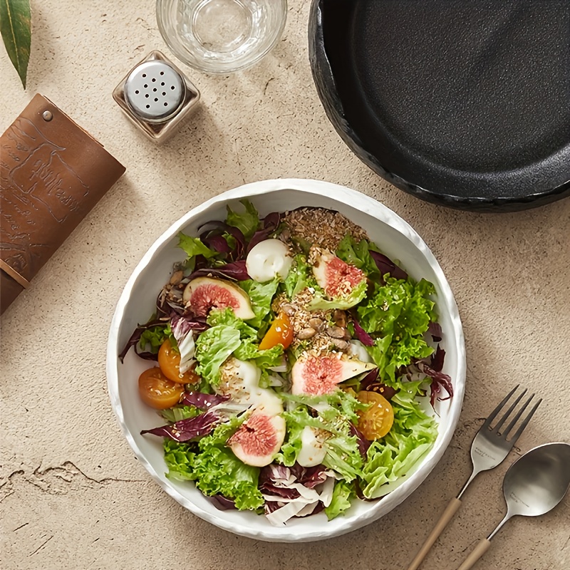 LLZFK Ceramic Sashimi Plate Suitable for Cuisine, Deep Bowl Plate with Polished Round Bowl & Irregular Shape for Sushi, Fruit Salad, Desserts - Microwaveable for or Commercial Use