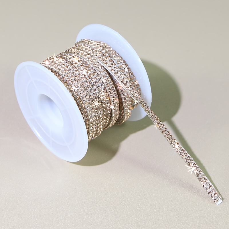 TEMU 1pc Autocollant de voiture auto-adhésif Bande de strass en cristal - Décor Bling pour voiture/téléphone/vêtements/chaussures/sacs, Ruban