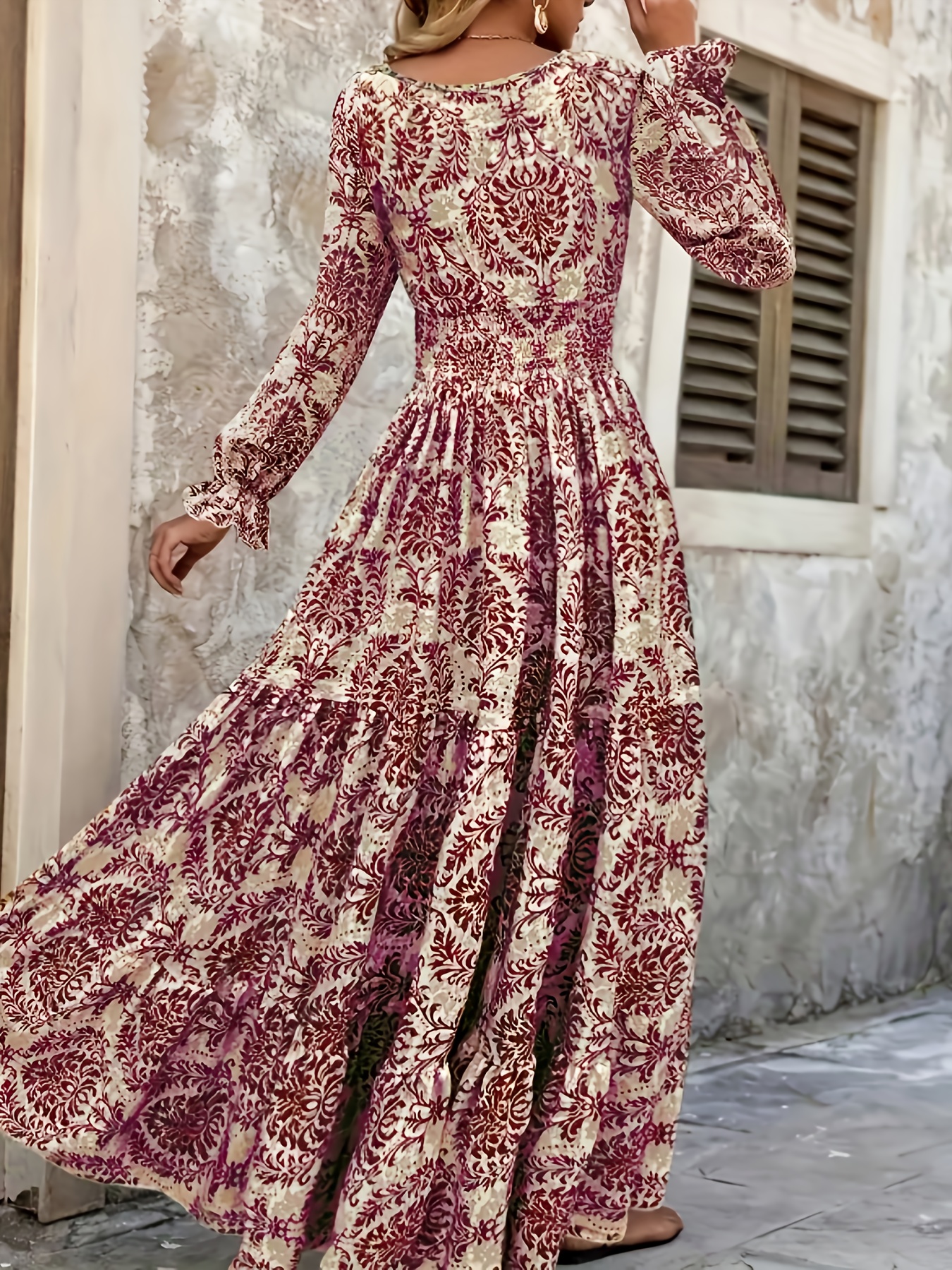 knee length dresses for ladies Blue Zone Planet | Autumn Winter Solid Color Long Sleeve Maxi Dress