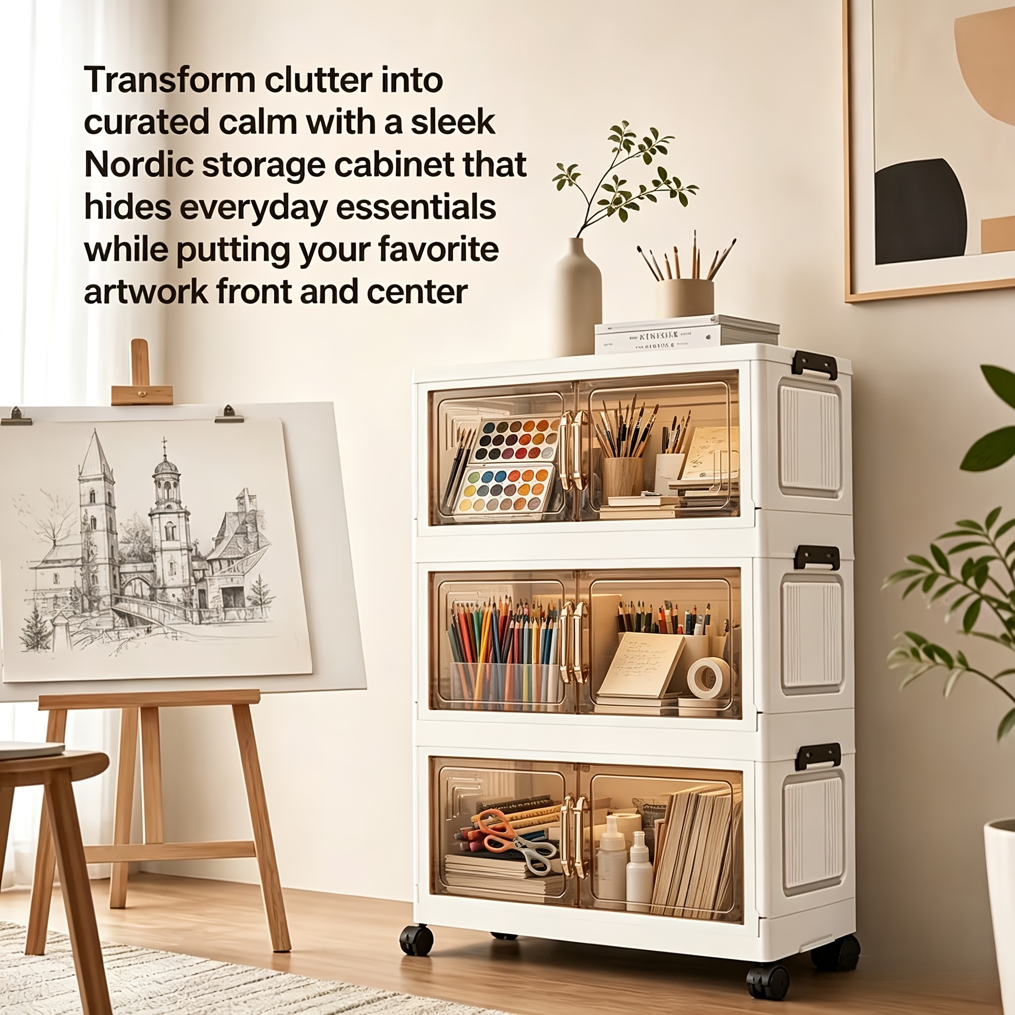 Plastic Multi-Layer Foldable Storage Cabinet for Hallway & Entryway