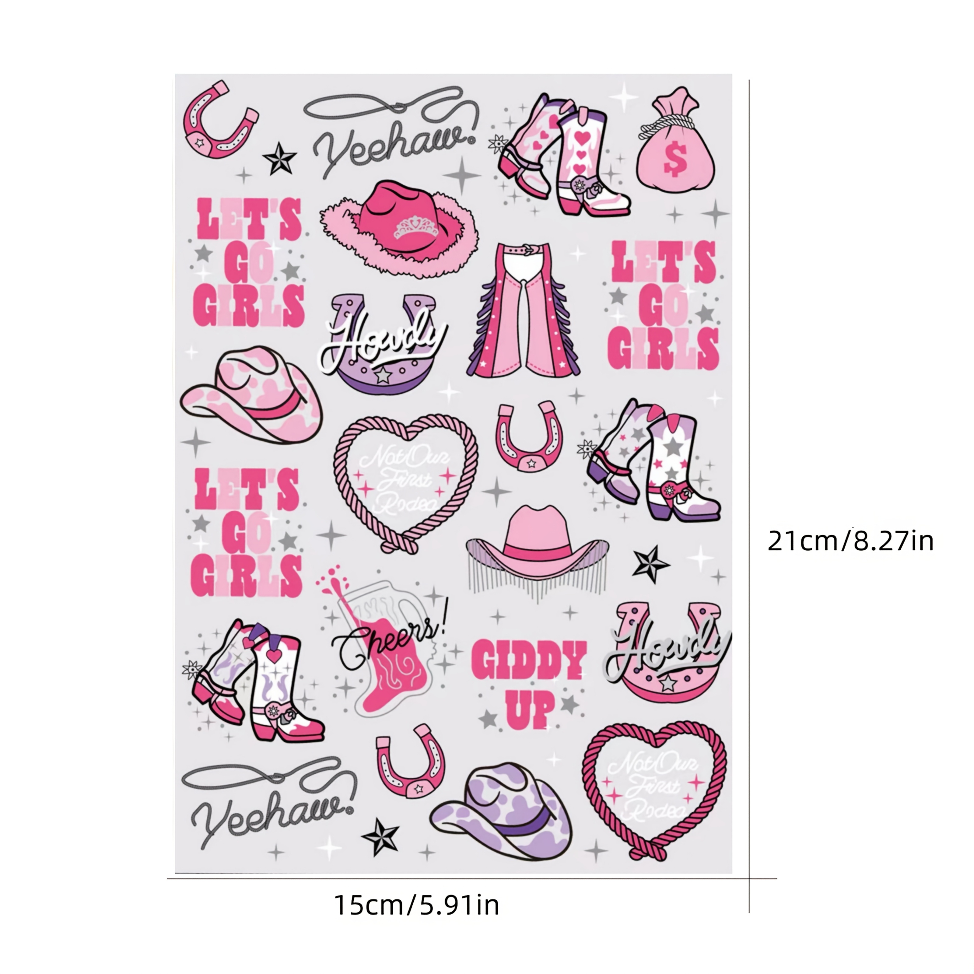 Image of Cowboy Rodeo Birthday Party Temporary Tattoos, Birthday Decoration Tattoo Stickers, Cowgirl Accessories, Cowboy Theme Favor, Quick Party Stickers, Party Gift