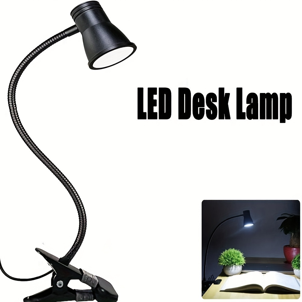 

1pc Led Reading Lamp With Usb Clip Desk Lamps With Flexible Neck, 3 Modes Color Adjustable Brightness Light For Beds, Study Rooms, Bedrooms, Student (battery Not Included)