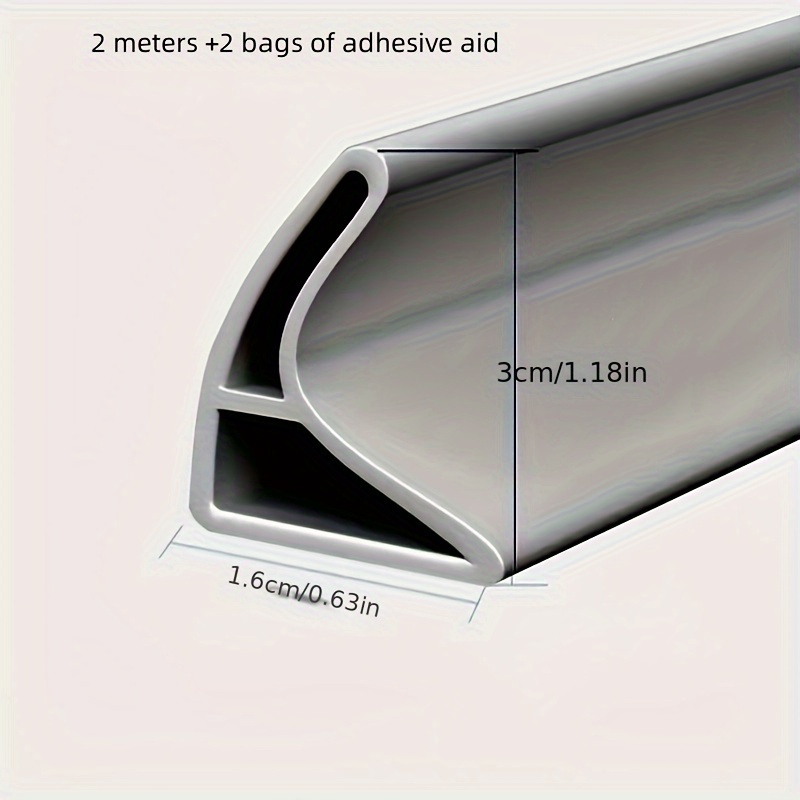 Image of 2m+2 Bags Of Bathroom Water Retaining Strip Bathroom Strip Shower Room, Toilet Self-adhesive Water Barrier Strip Floor Water Barrier Strip