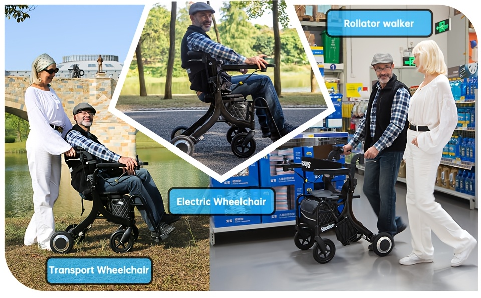 walker with seat transport wheelchair heavy duty heavy duty foldable electric mobility aid with power   motion tip stability   for post surgery indoor use ac   system lightweight rollator walker combo with e pushing transport wheelchair Product details 1
