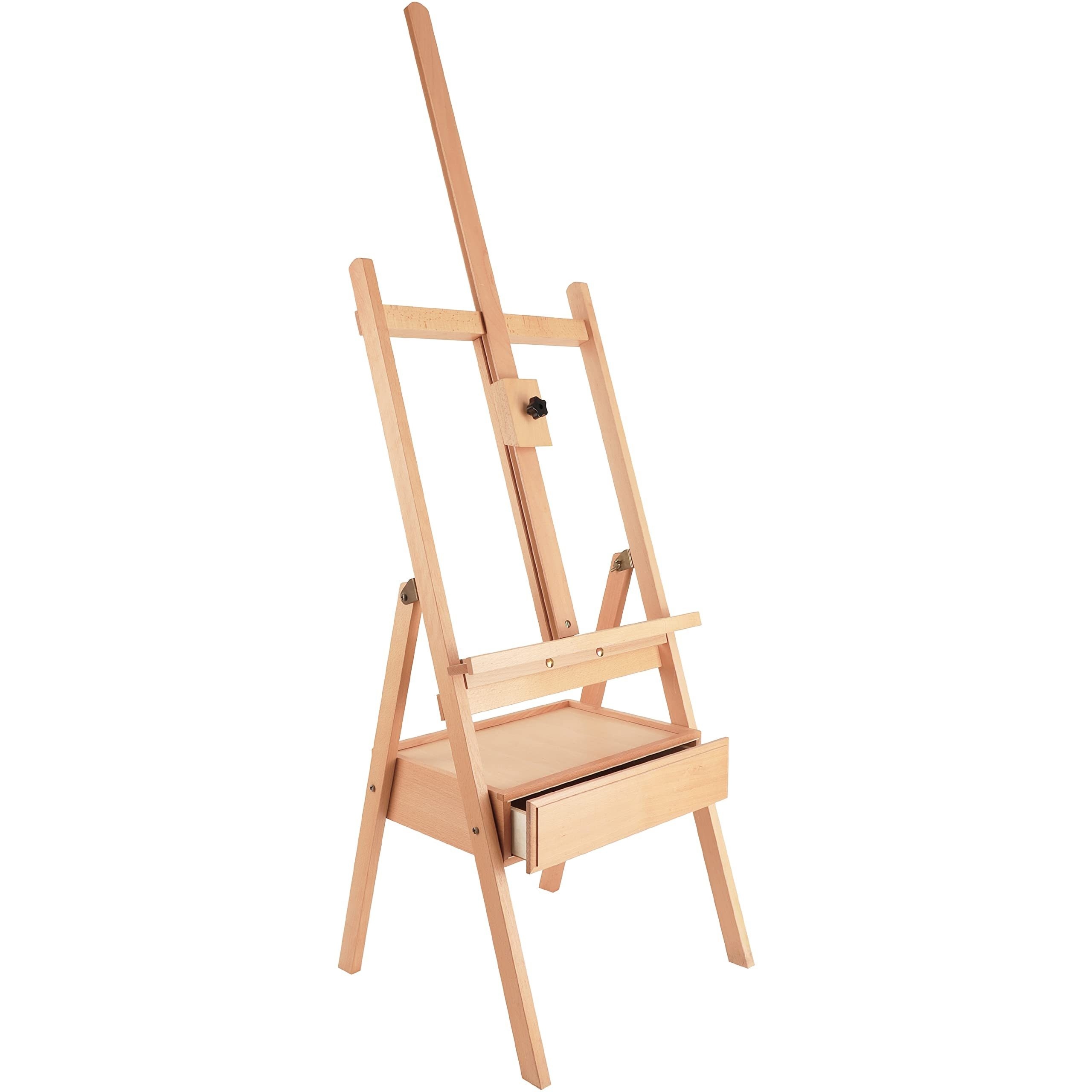 

1pc, 190cm/74.8 Inches Wooden H Frame Studio Easel With Artist Storage Drawer, Adjustable To High, Large Art Easel With Canvas Holder, Sturdy , Display Paintings &